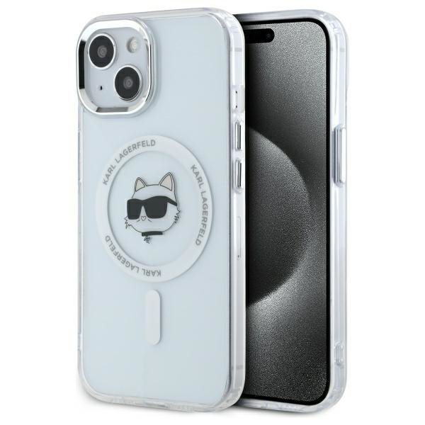 Karl Lagerfeld KLHMP15MHLSCHH iPhone 15  Plus 6.7&quot; biały/white hardcase IML Metal Choupette Head MagSafe