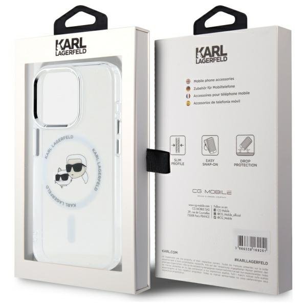 Karl Lagerfeld KLHMP15XHLSKCH iPhone 15  Pro Max 6.7&quot; biały/white hardcase IML Metal Karl&Choupette Head MagSafe