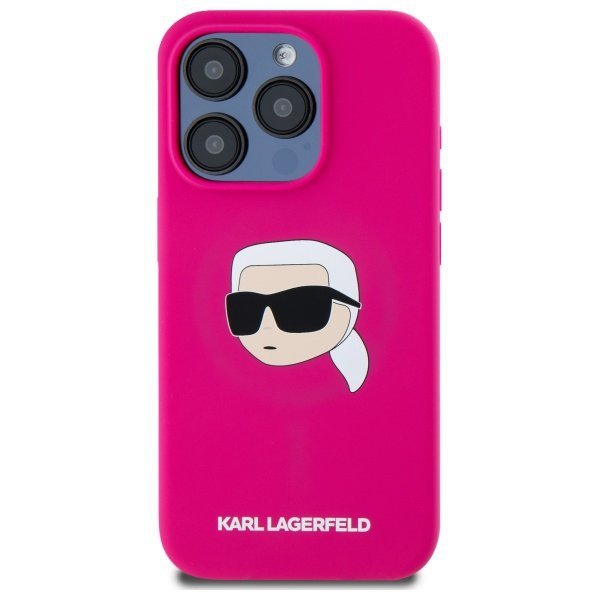 Karl Lagerfeld KLHMP15LSKHPPLF iPhone 15 Pro 6.1&quot; fuksja/fuschia hardcase Silicone Karl Head Print MagSafe