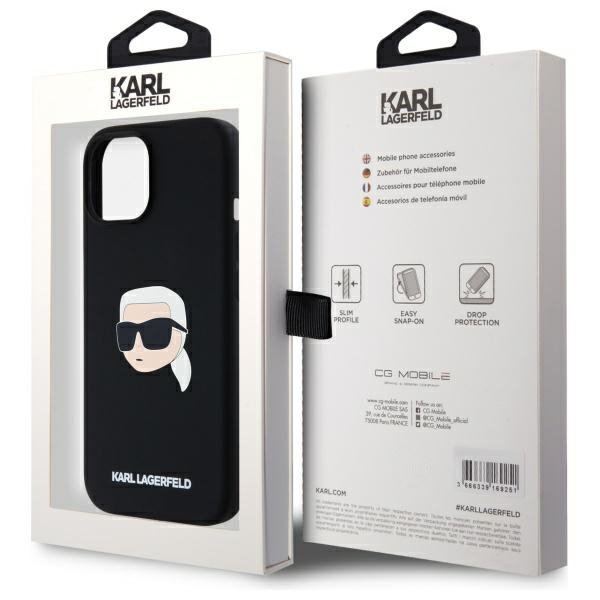 Karl Lagerfeld KLHMP15SSKHPPLK iPhone 15 6.1&quot; czarny/black hardcase Silicone Karl Head Print MagSafe