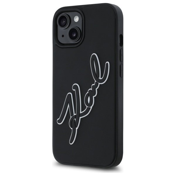 Karl Lagerfeld KLHCP15S3DRKSDLK iPhone   15 6.1&quot; czarny/black hardcase 3D Rubber Signature