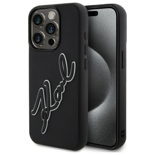 Karl Lagerfeld KLHCP15L3DRKSDLK iPhone   15 Pro 6.1&quot; czarny/black hardcase 3D Rubber Signature