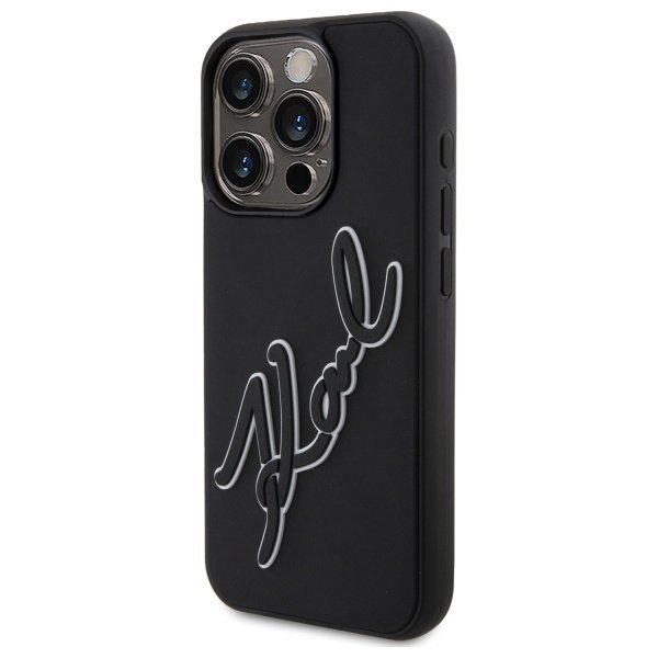 Karl Lagerfeld KLHCP15L3DRKSDLK iPhone   15 Pro 6.1&quot; czarny/black hardcase 3D Rubber Signature