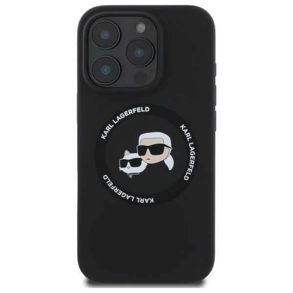 Karl Lagerfeld KLHMP16XSKCHTCK iPhone 16 Pro Max 6.9&quot; czarny/black hardcase Silicone Karl&Choupette Heads MagSafe