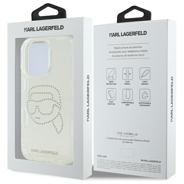 Karl Lagerfeld KLHCP16XHKHDCELT iPhone   16 Pro Max 6.9&quot; przezroczysty/transparent hardcase IML Rhinestones Karl Head