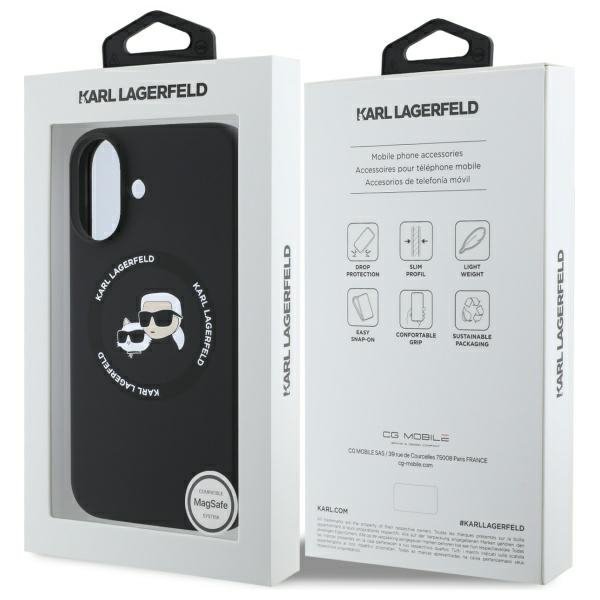 Karl Lagerfeld KLHMP16SSKCHTCK iPhone 16 6.1&quot; czarny/black hardcase Silicone Karl&Choupette Heads MagSafe