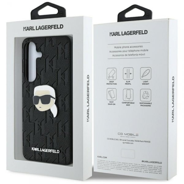 Etui Karl Lagerfeld Leather Monogram Pin Logo Karl Head do Samsung Galaxy S25 czarny