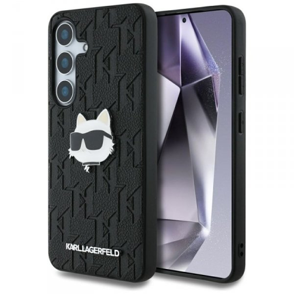 Etui Karl Lagerfeld Leather Monogram Pin Logo Choupette Head do Samsung Galaxy S25 czarny