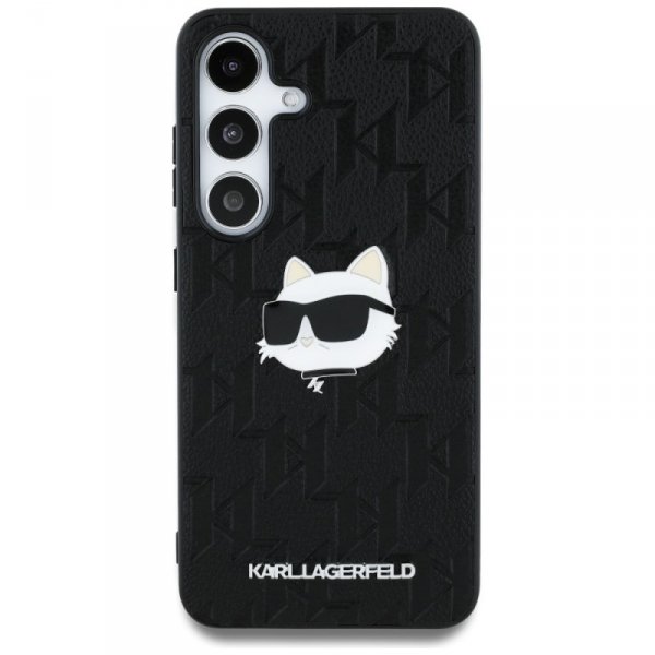 Etui Karl Lagerfeld Leather Monogram Pin Logo Choupette Head do Samsung Galaxy S25 czarny