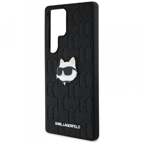 Etui Karl Lagerfeld Leather Monogram Pin Logo Choupette Head do Samsung Galaxy S25 Ultra czarny