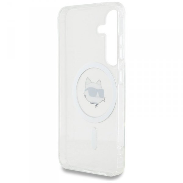 Etui Karl Lagerfeld Button Choupette     Head Printed Logo MagSafe do Samsung Galaxy S25 biały