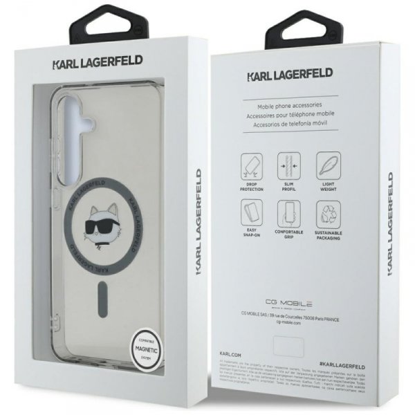 Etui Karl Lagerfeld Button Choupette     Head Printed Logo MagSafe do Samsung Galaxy S25 czarny