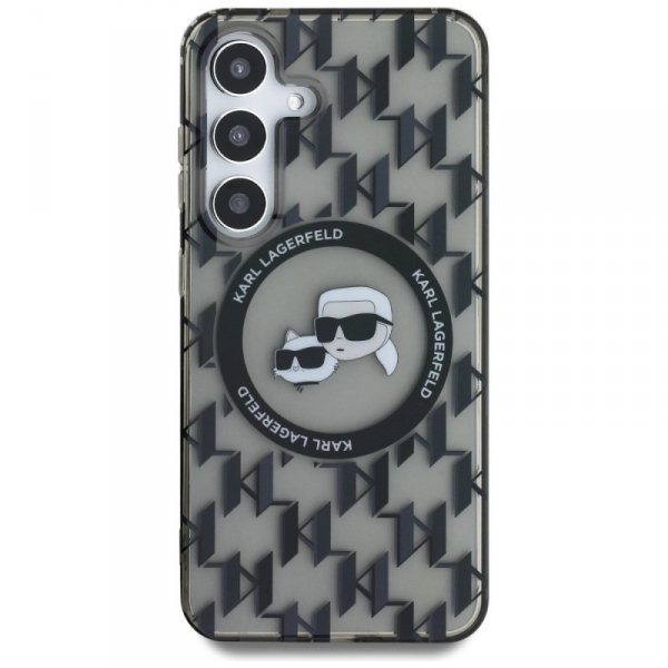 Etui Karl Lagerfeld Button               Karl&Choupette Heads On KL Pattern MagSafe do Samsung Galaxy S25 czarny