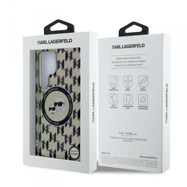 Etui Karl Lagerfeld Button Karl &        Choupette Heads On KL Pattern MagSafe do Samsung Galaxy S25 Ultra czarny