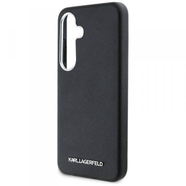 Etui Karl Lagerfeld Saffiano Full        Wrapped Elongated Metal Logo MagSafe do Samsung Galaxy S25 czarny