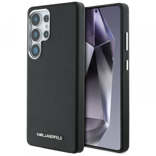 Etui Karl Lagerfeld Saffiano Full        Wrapped Elongated Metal Logo MagSafe do Samsung Galaxy S25 Ultra czarny