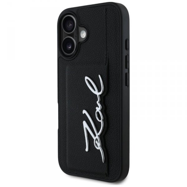 Etui Karl Lagerfeld HC Grained PU        Cardslot Metal Signature do iPhone 16 czarny