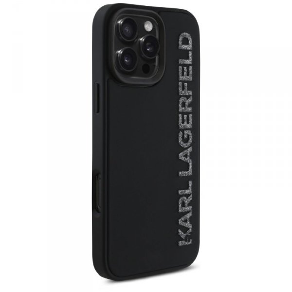 Etui Karl Lagerfeld HC 3D Rubber         Elongated Glitter do iPhone 16 Pro czarny