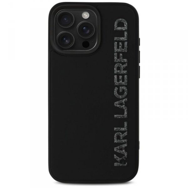 Etui Karl Lagerfeld HC 3D Rubber         Elongated Glitter do iPhone 16 Pro Max czarny