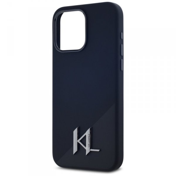 Etui Karl Lagerfeld Silicone Shadow      Metal Initial MagSafe do iPhone 15 Pro czarny