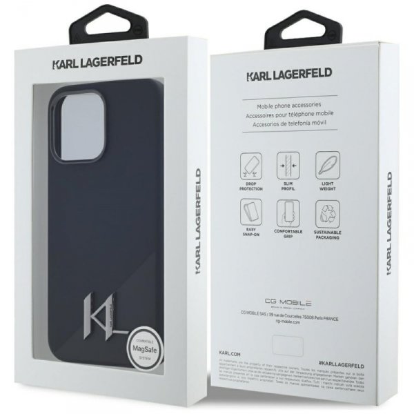 Etui Karl Lagerfeld Silicone Shadow      Metal Initial MagSafe do iPhone 15 Pro Max czarny