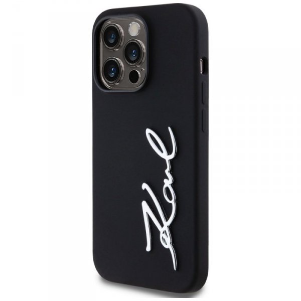 Etui Karl Lagerfeld Silicone Metal       Script Logo do iPhone 14 Pro czarny
