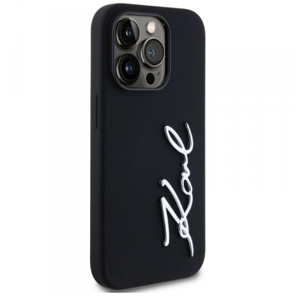 Etui Karl Lagerfeld Silicone Metal       Script Logo do iPhone 14 Pro czarny