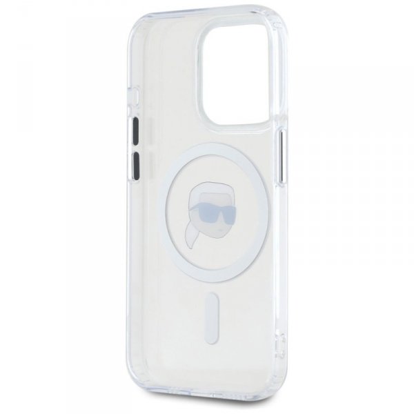 Etui Karl Lagerfeld IML Metal Karl Head  MagSafe do iPhone 15 Pro Max biały