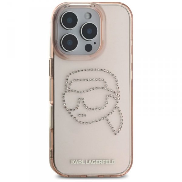 Etui Karl Lagerfeld IML Rhinestones Karl Head do iPhone 16 Pro Max różowy