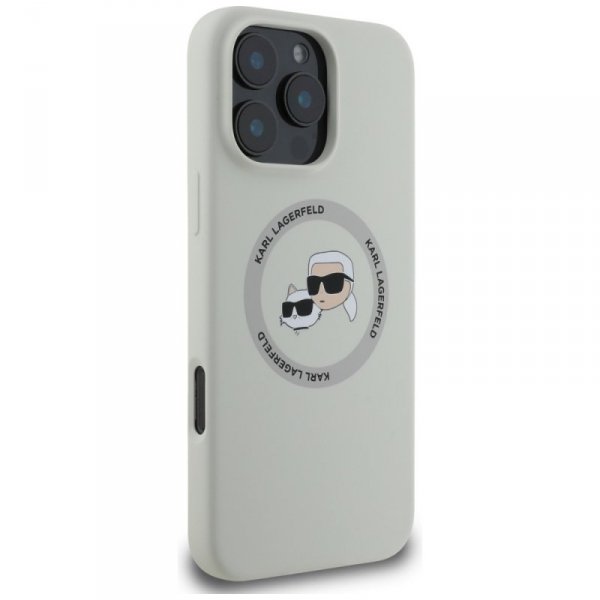 Etui Karl Lagerfeld Silicone Double      Heads And Circle MagSafe do iPhone 16 Pro Max beżowy