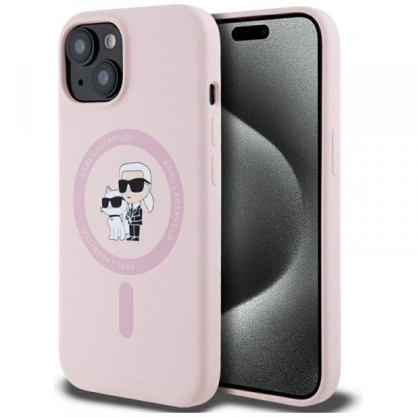 Etui Karl Lagerfeld Silicone             Karl&Choupette MagSafe do iPhone 15 różowy