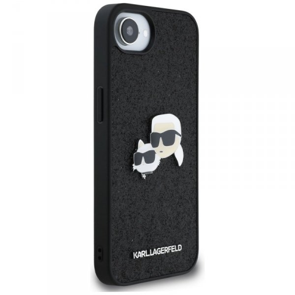 Etui Karl Lagerfeld Fixed Glitter        Karl&Choupette Heads Metal Pin do iPhone 16e czarny
