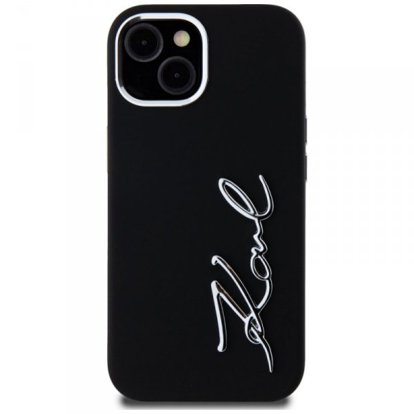 Etui Karl Lagerfeld Silicone Metal       Script Logo do iPhone 15 czarny