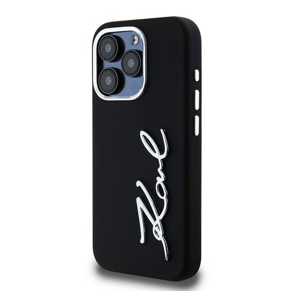 Etui Karl Lagerfeld Silicone Metal       Script Logo do iPhone 15 Pro Max czarny