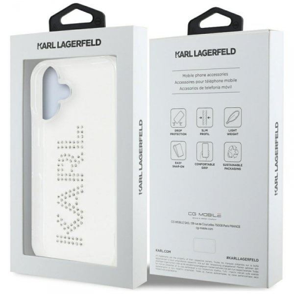 Etui Karl Lagerfeld IML Rhinestones Logo do iPhone 16 przezroczysty