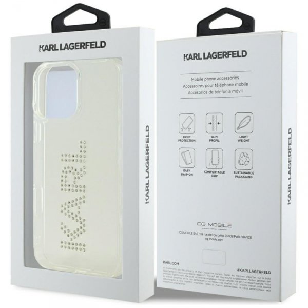 Etui Karl Lagerfeld IML Rhinestones Logo do iPhone 16 Pro przezroczysty