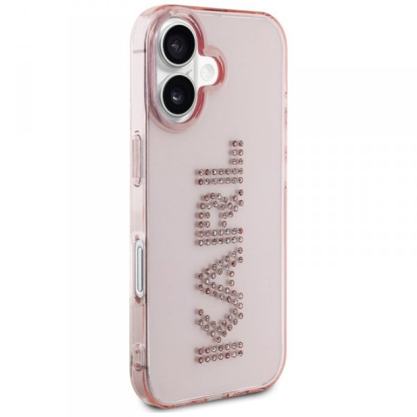 Etui Karl Lagerfeld IML Rhinestones Logo do iPhone 16 różowy