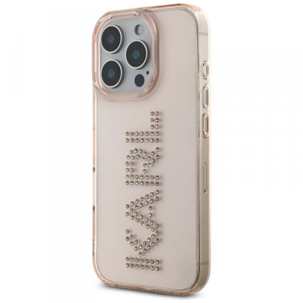 Etui Karl Lagerfeld IML Rhinestones Logo do iPhone 16 Pro Max różowy