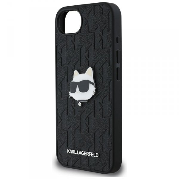 Etui Karl Lagerfeld Monogram Choupette   Head Pin do iPhone 16e czarny