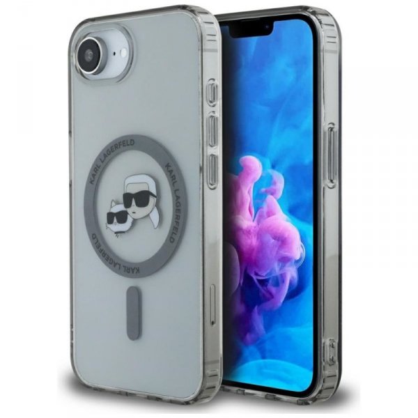 Etui Karl Lagerfeld IML Metal Karl &     Choupette Heads MagSafe do iPhone 16e czarny
