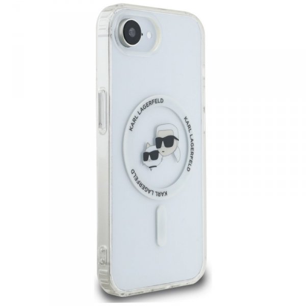 Etui Karl Lagerfeld IML Metal Karl &     Choupette Heads MagSafe do iPhone 16e biały