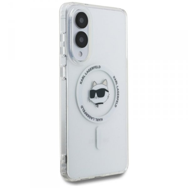 Etui Karl Lagerfeld Button Choupette     Head Printed Logo MagSafe do Samsung Galaxy S25 Edge biały