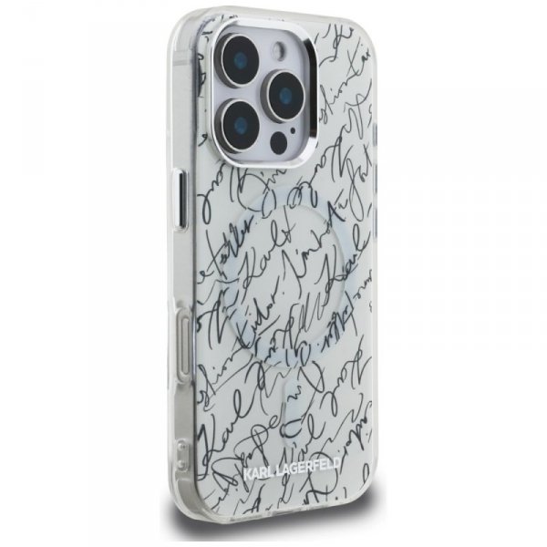 Etui Karl Lagerfeld IML Karl Script      Pattern MagSafe do iPhone 16 Pro Max biały