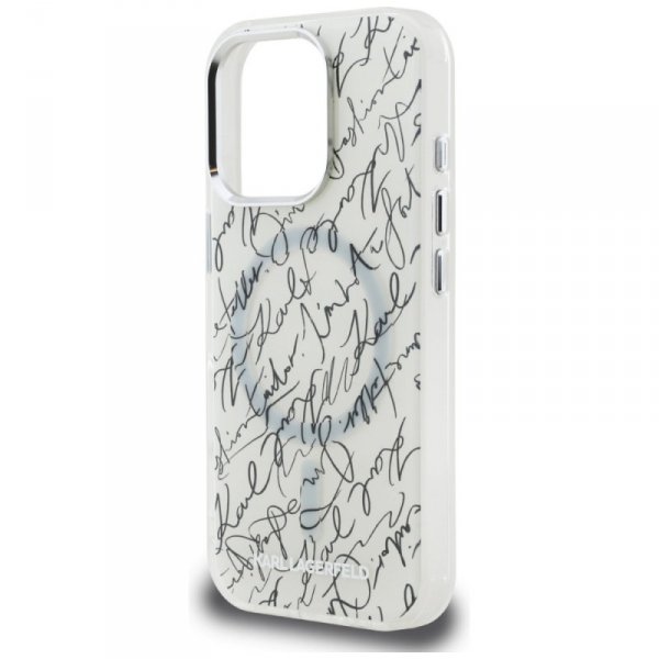 Etui Karl Lagerfeld IML Karl Script      Pattern MagSafe do iPhone 16 Pro Max biały