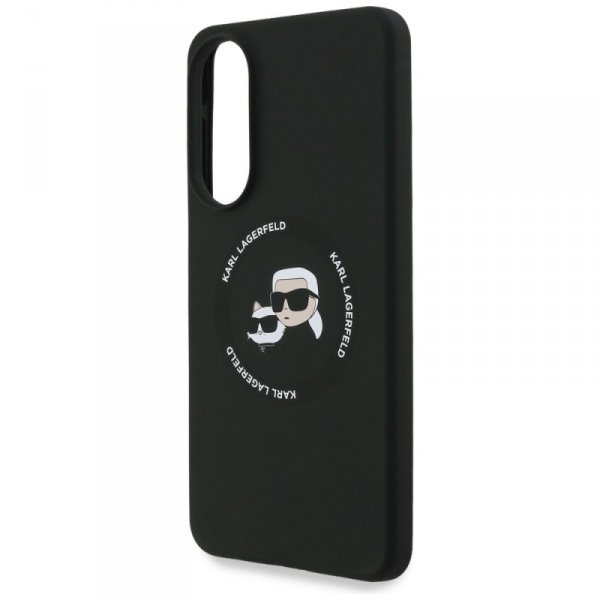 Etui Karl Lagerfeld Silicone Double      Heads And Circle MagSafe do Samsung Galaxy S25 Edge czarny
