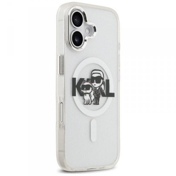 Etui Karl Lagerfeld IML Glitter Karl &   Choupette Sketch Logo MagSafe do iPhone 17 przezroczysty