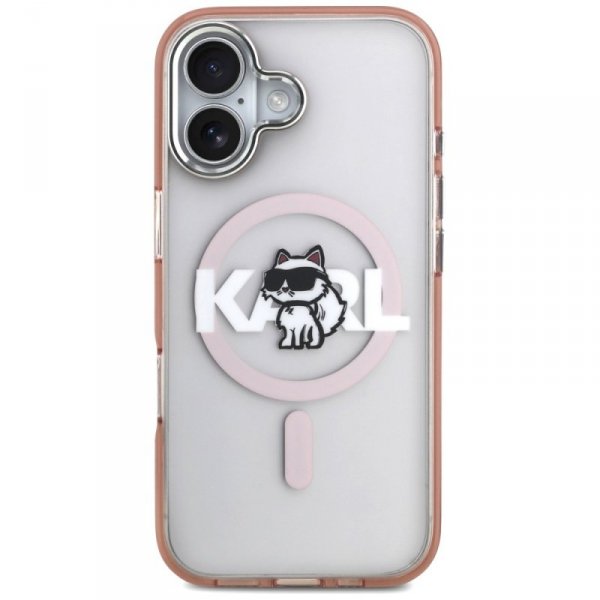 Etui Karl Lagerfeld IML Choupette Sketch Logo MagSafe do iPhone 17 różowy