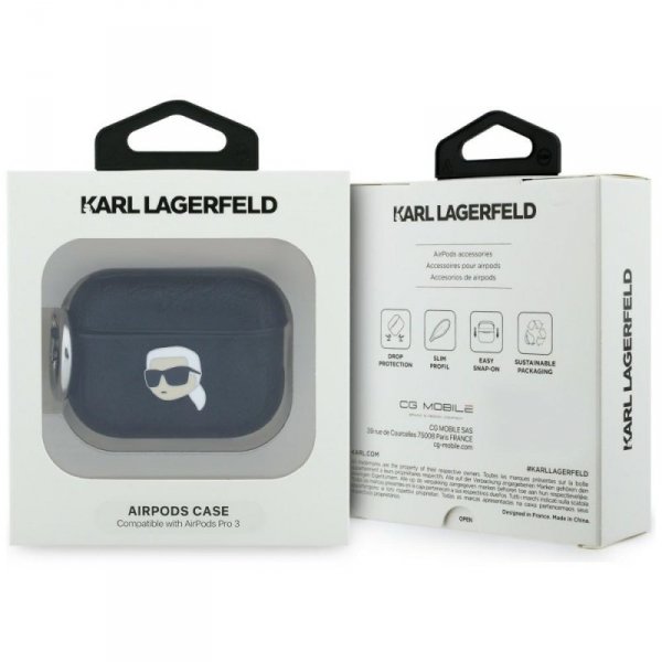 Karl Lagerfeld Monogram Karl Head – Skórzane Etui do Apple AirPods Pro – Black