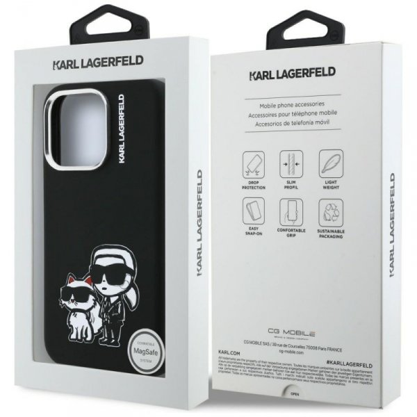 Etui Karl Lagerfeld Silicone             Karl&Choupette Sketch MagSafe do iPhone 16 Pro czarny