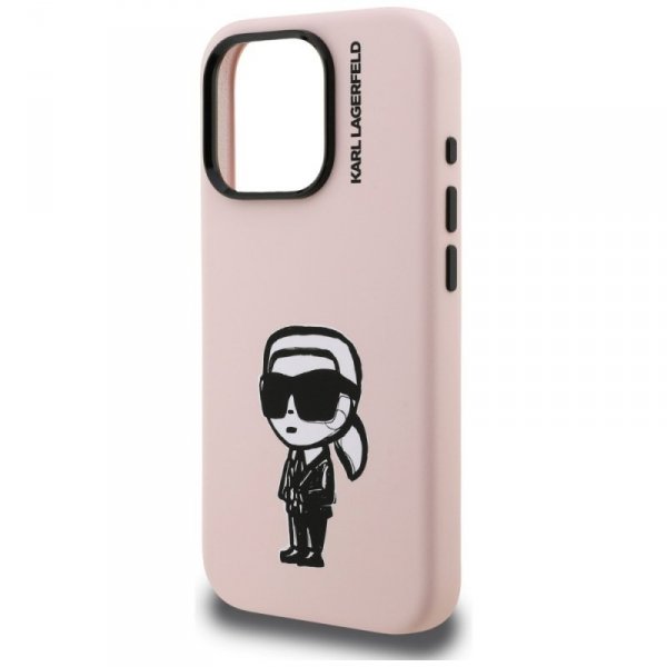 Etui Karl Lagerfeld Silicone Karl Sketch MagSafe do iPhone 16 Pro różowy